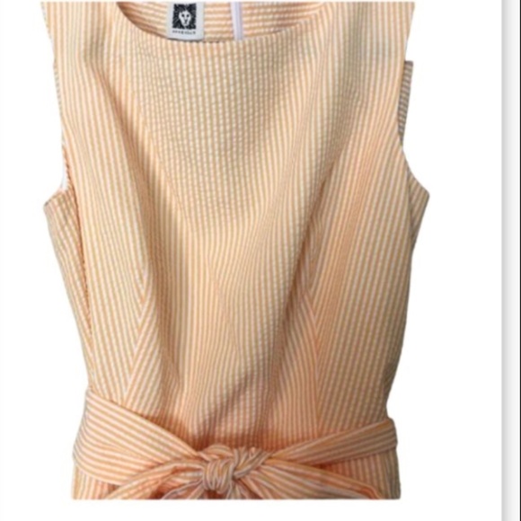 🧡 Anne Klein dress - orange and white stripe seersucker dress - Picture 4 of 5